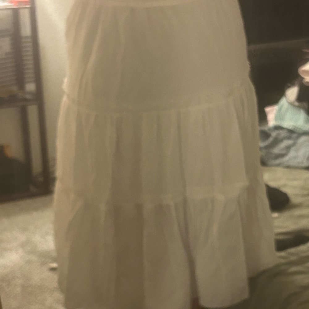 Amazon Cream Midi Skirt Linen